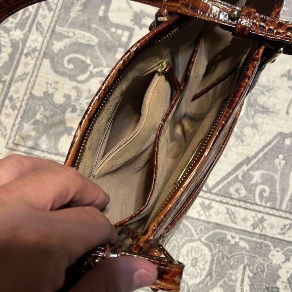 Brahmin Elegant Brown Embossed Tote Bag - Picture 10 of 15